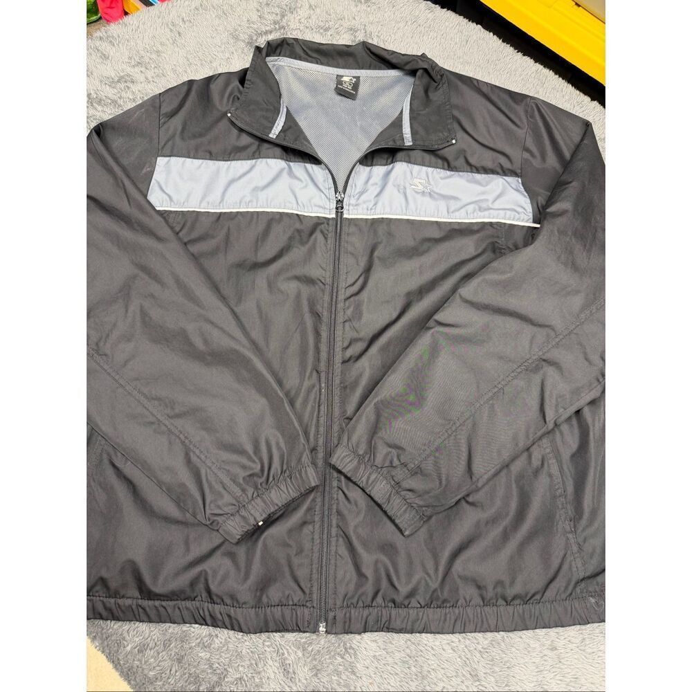 Vintage Starter black gray windbreaker jacket, size men’s XL